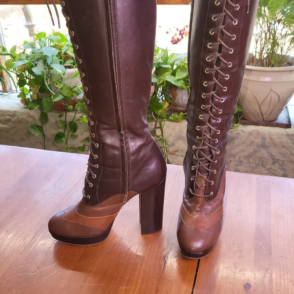 Bally Leather Platform Lace-Up Over the Knee Boots 7.5 - Picture 14 of 14